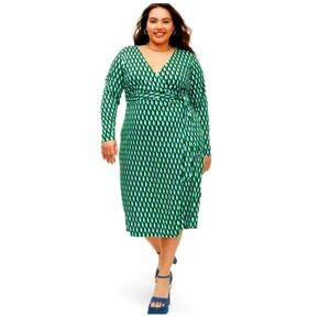 Wrap dress in geometric print